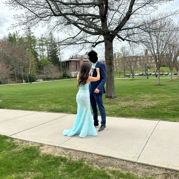 Portia and Scarlett PS24055 Prom Dress Blue Corset Embellished Size 00 - Picture 4 of 14